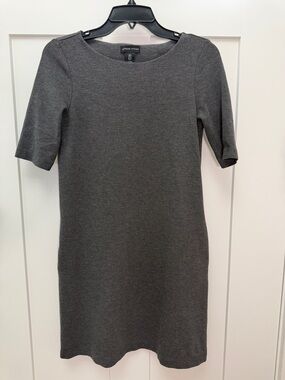Adrienne Vittadini Charcoal Gray Short Sleeve Midi Dress